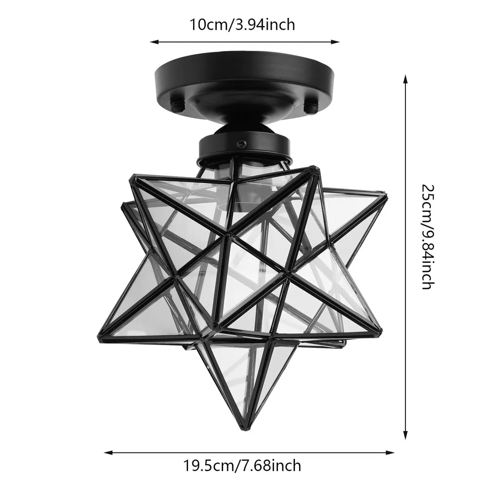 Moravian Star Ceiling Light Shade Clear Glass Star Flush Mount Close to Ceiling Light Fixtures