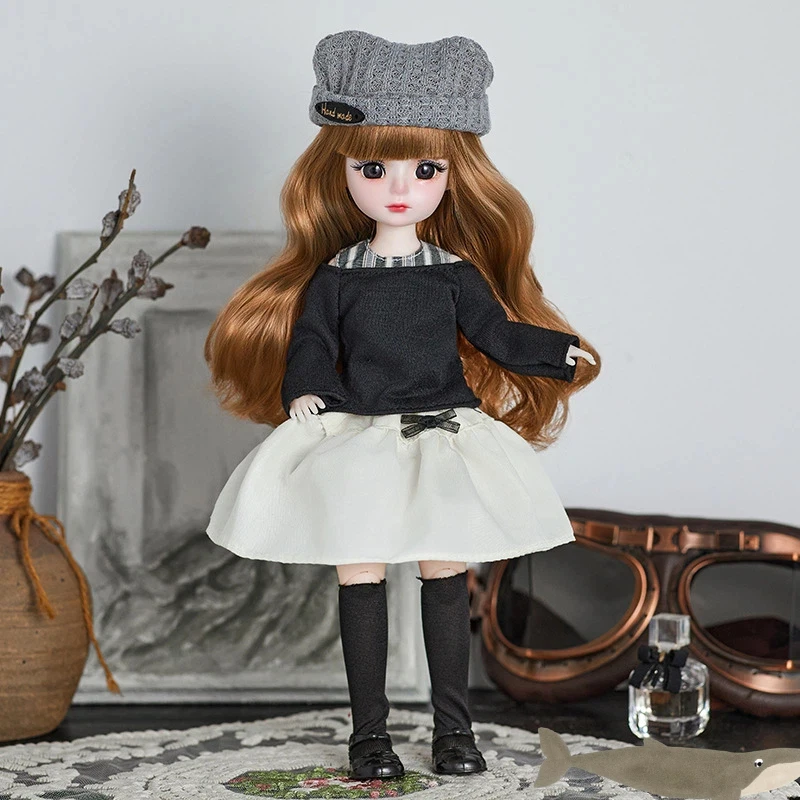 Muñeca de princesa Lolita bonita de 30cm, muñeca Bjd 1/6, conjunto de ropa de dibujos animados de moda móvil, vestido Diy, juguete para jugar a las casitas, regalos