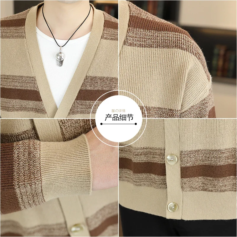 2024 Autumn/Winter New Men's Casual Knitted Cardigan Sweater High Quality Non Ironing Youth Fashion Versatile Sweater Cardigan