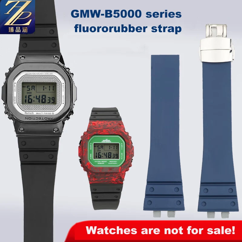 GMW-B5000 High Quality Fluororubber Strap for Casio G-SHOCK Series GMW-B5000 Soft Fluororubber Folding Buckle Strap Accessories