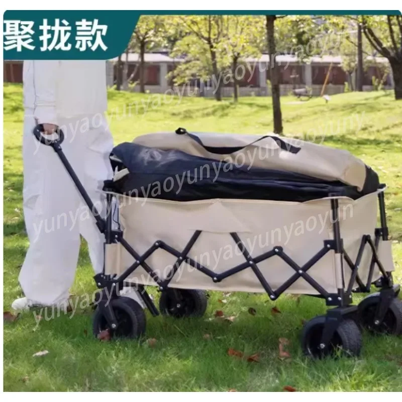 Portable Folding Camping Trolley, Thickened Foldable Outdoor Multi-function Truck, Suitable for Purchasing  Beach, Picnic Scenes