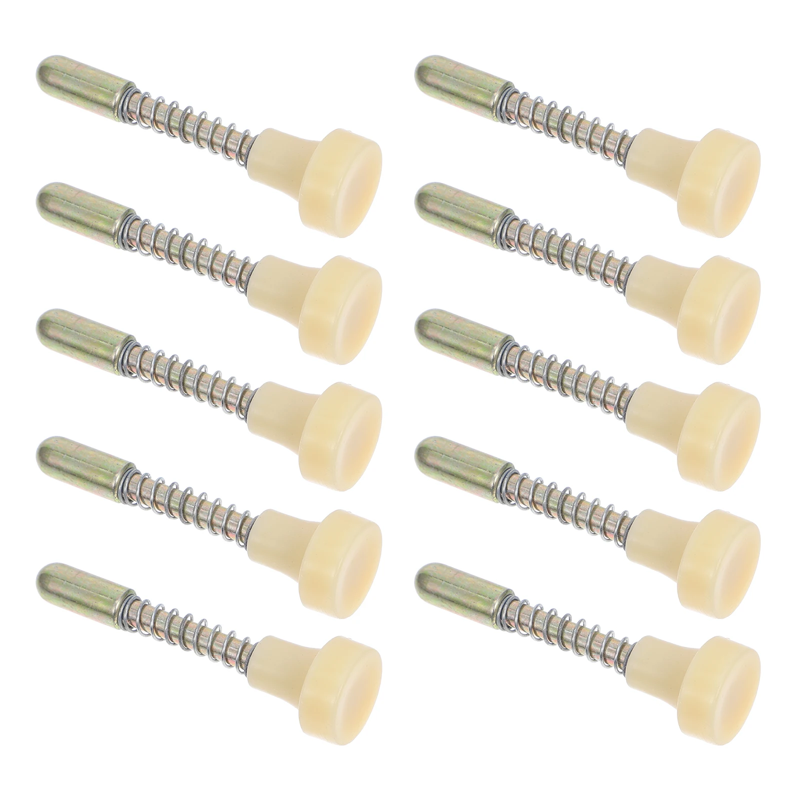 10pcs Spring Latch Window Screen Plunger Pins Door Lock Replacement Beige Iron Adjustable Height Easy Installation Metal