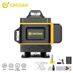 GROSAM 16 linee 4D livelli Laser verdi 360 linee trasversali orizzontali e verticali con autolivellante automatico all'interno e all'esterno