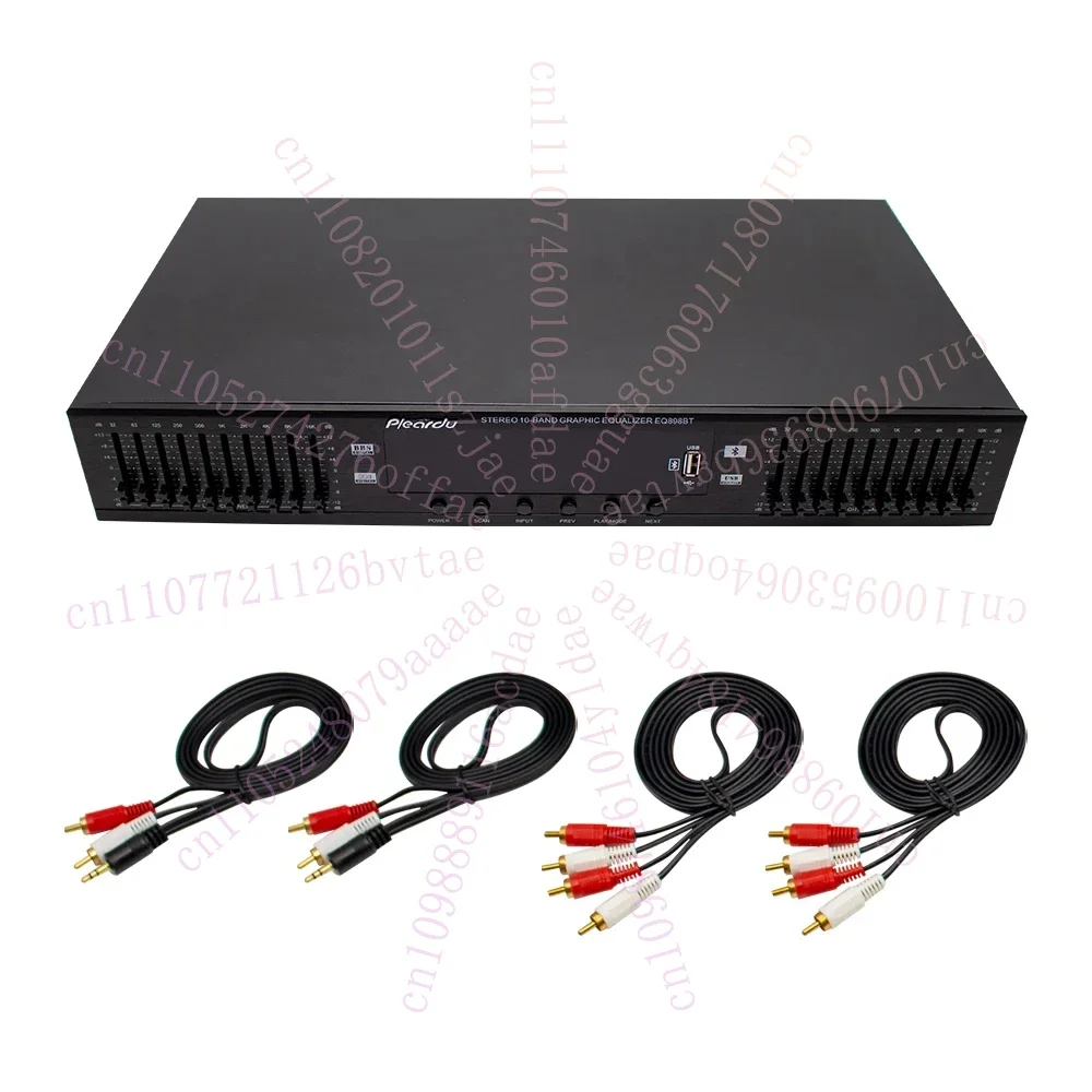 220V EQ-898 HIFI Stereo Equalizer – Dual 10-Segment Digital HD Preamplifier (Built-In USB & Bluetooth)