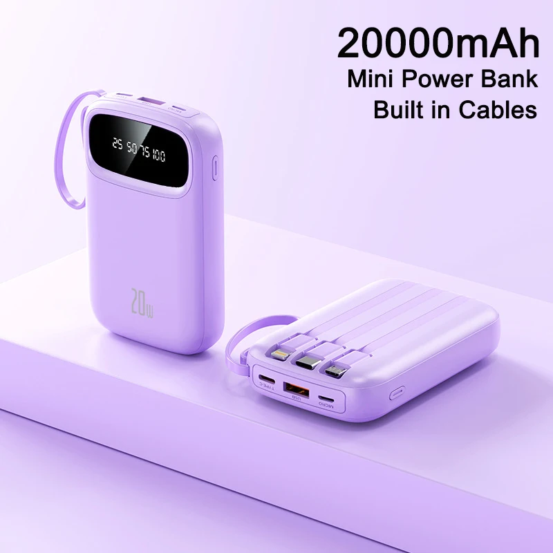 

Внешний мини-аккумулятор на 20000 мА · ч с кабелем USB Type-C