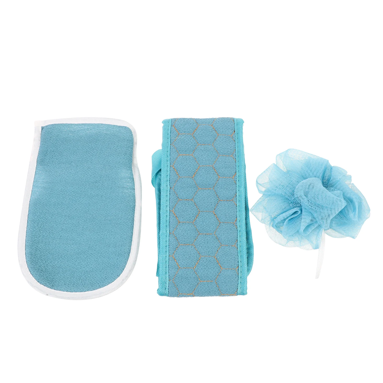 

Three Piece Bath Towel Set Shower Exfoliating Gloves Back Scrubber for Body Home Mitt Portable