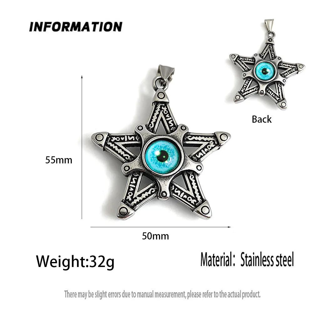 Pentagram Eye of Wisdom stainless steel pendant, waterproof, non-fading and blackening process, bulk sales of accessories