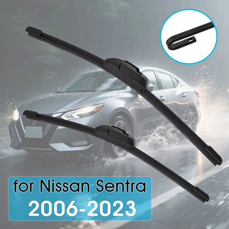 

Для Nissan Sentra B16 B17 B18 2006-2023 автомобильные щетки стеклоочистителя передние дворники подходят для U-образного крючка/кнопочного рычага, автоматические щетки стеклоочистителя