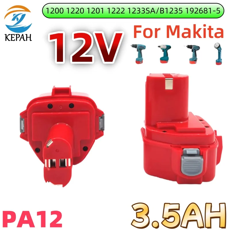 👍 Batería recargable Ni-Mh de 12V y 3500mAh para modelos de taladro Makita 1222 1233S PA12 1235B 638347-8-2 192681-5122 ✅