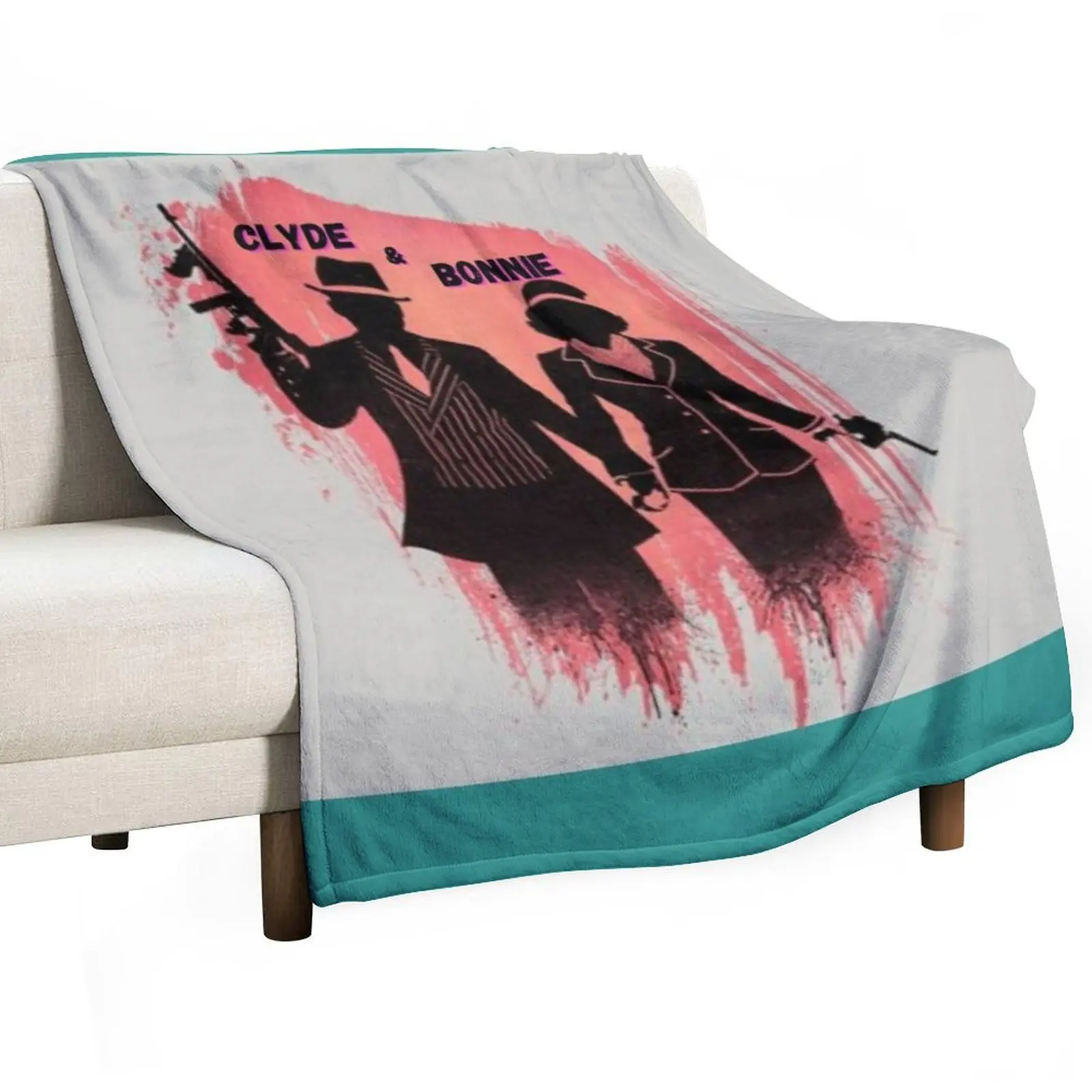 

Clyde & Bonnie Throw Blanket Plaid on the sofa Bed linens Blankets