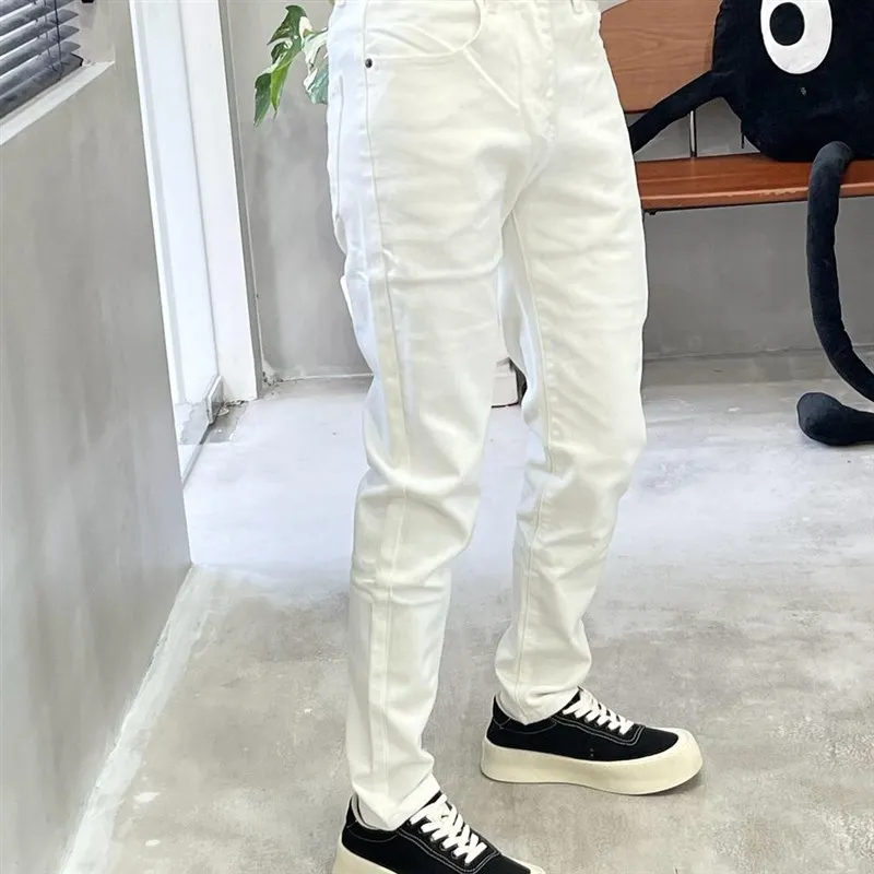 

Мужские джинсы премиум-класса: прямые, зауженные, эластичные, модные, белые, весна-осень, новые, комфортные, дышащие, из денима