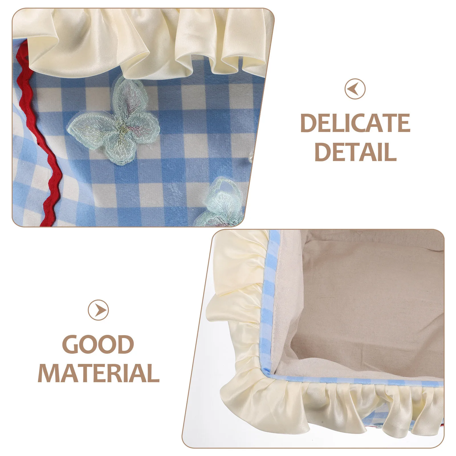 الأميرة نمط سطح المكتب سلة التخزين الدانتيل منقوشة تصميم النسيج المنظم لمكتب القرطاسية أشتات ديكور المنزل والمكتب #4