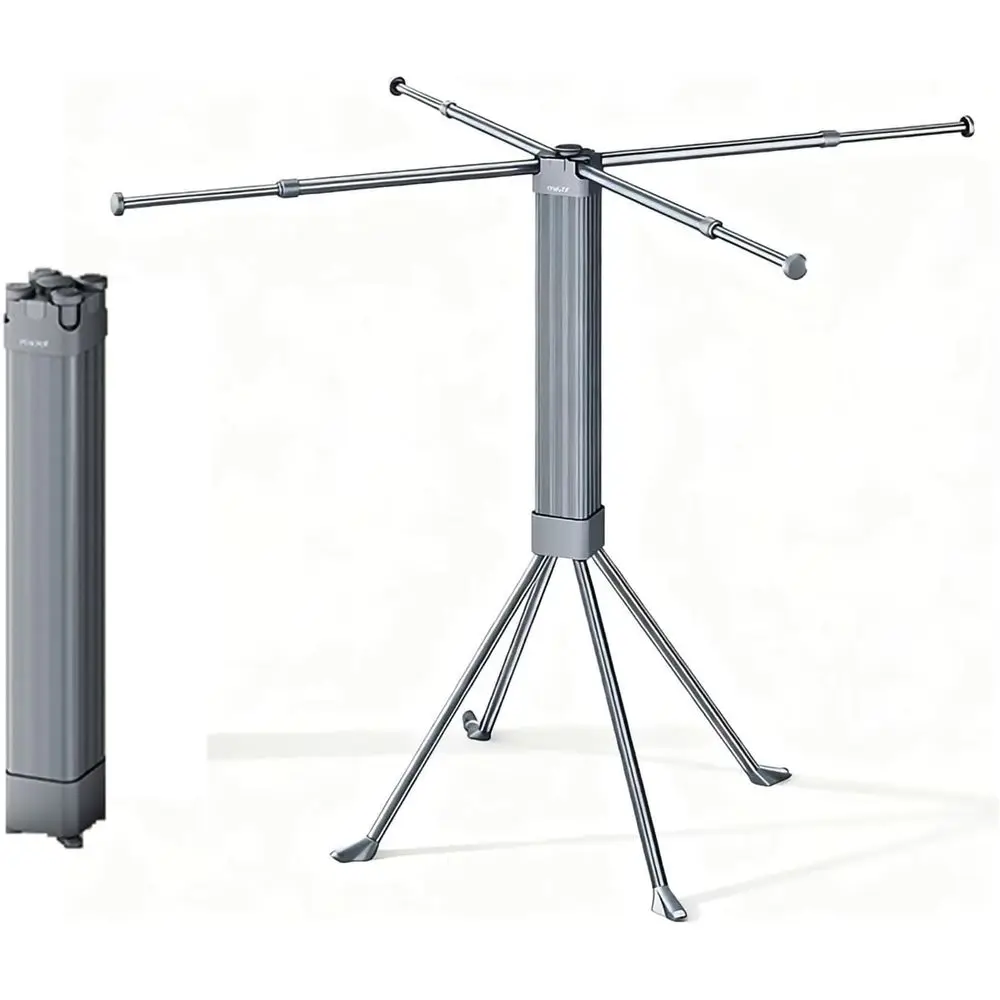 

Folding 4-Leg Clothes Drying Rack, Large Capacity, Space-Saving for Indoor & Outdoor Use