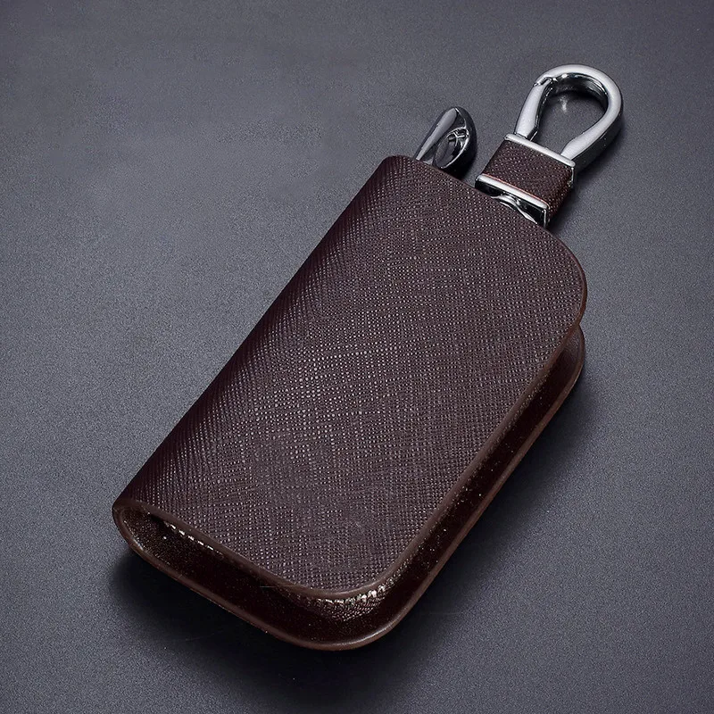 Cross Grain Genuine Leather Uniwersalny portfel na klucze samochodowe Brelok do kluczy Nadaje się do wszystkich rodzajów kluczy samochodowych Akcesoria samochodowe — zdjęcie 3