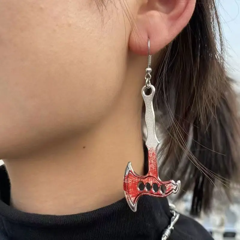 2024 New Halloween Bloody Axe Earrings New Gothic Style Men's And Women's Jewelry Party Gifts