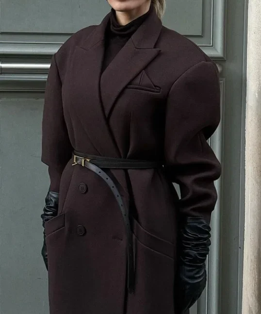 

Women's Long Blazer Coat Notched Lapel Oversized Trench Style Fall Jacket Minimalist Outerwear 2025 New
