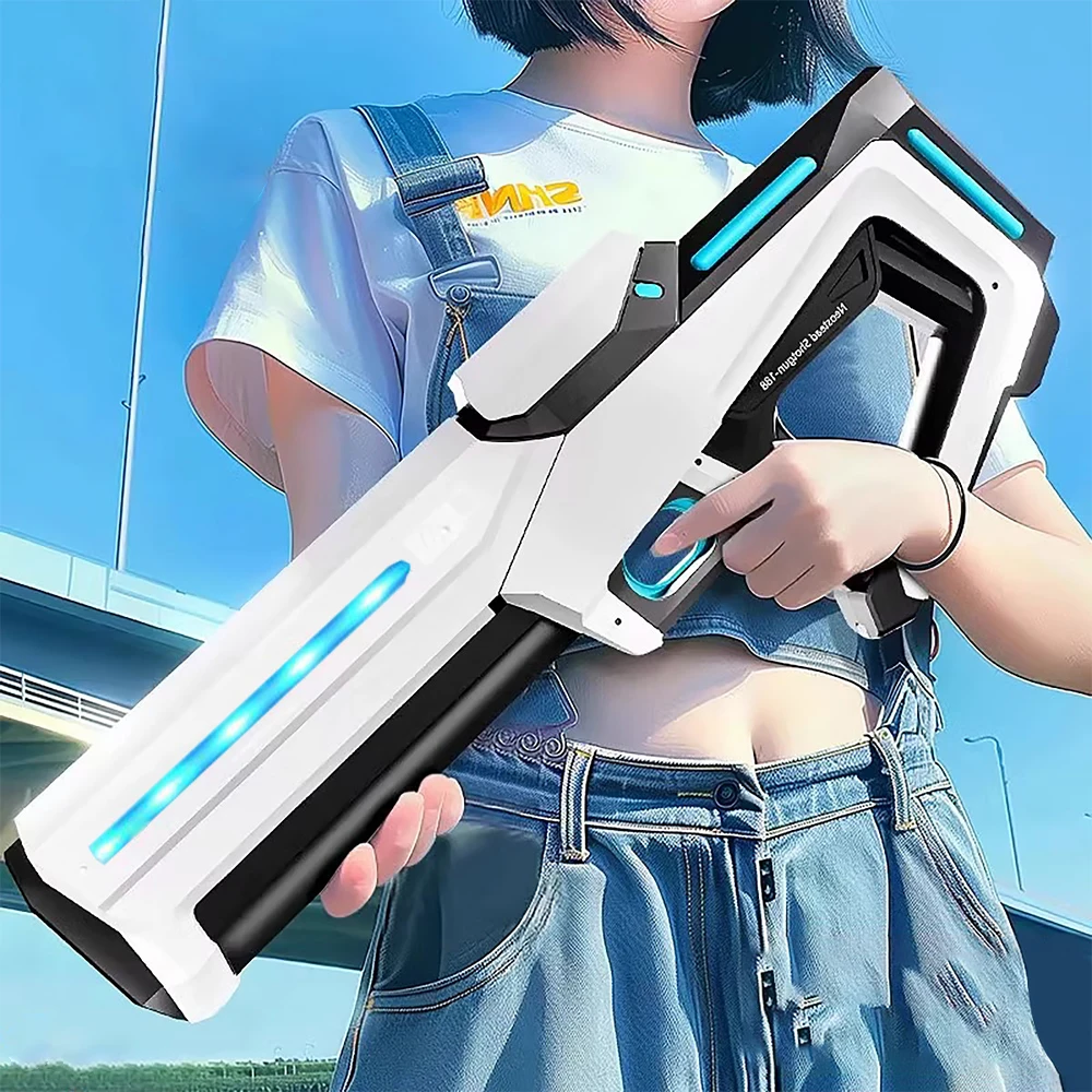 

Импульсный электрический водяной пистолет, распылитель воды, непрерывно игрушечный пистолет со светодиодным потоком и очками, детская игрушка для бассейна, автоматическая всасывающая вода