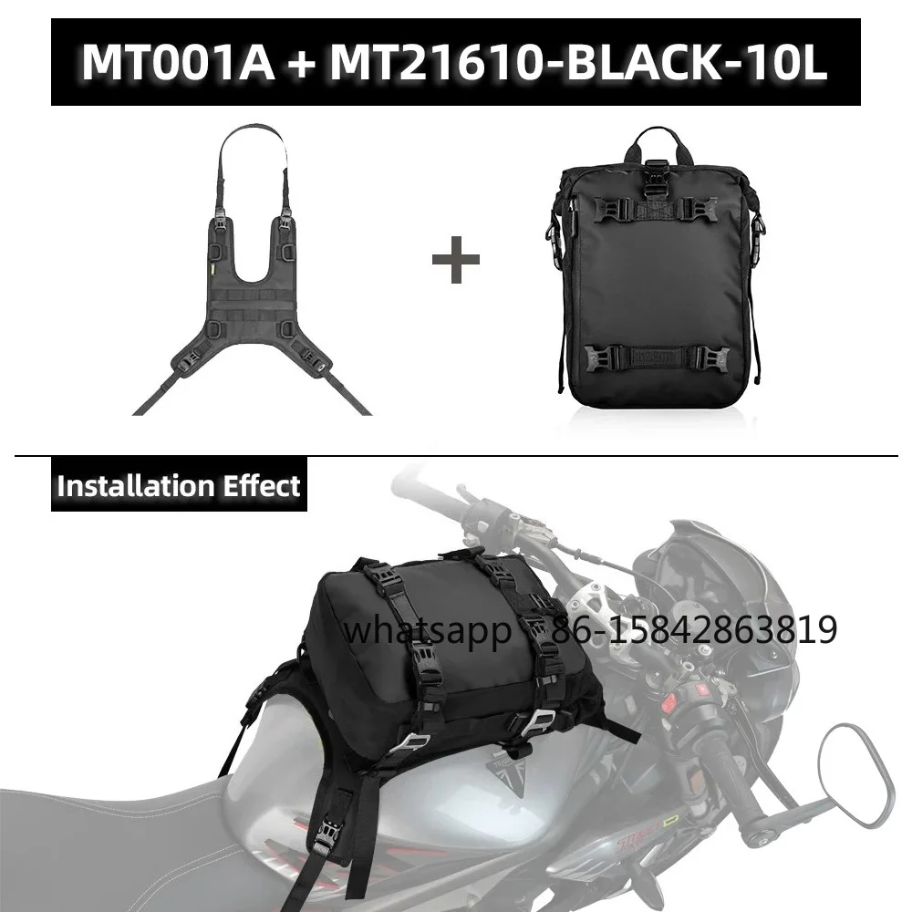 Motorcycle Tank Bag Set with Base Universal 10L Internal Waterproof Outdoor Riding Pack Travel Shoulder Bags Saddle