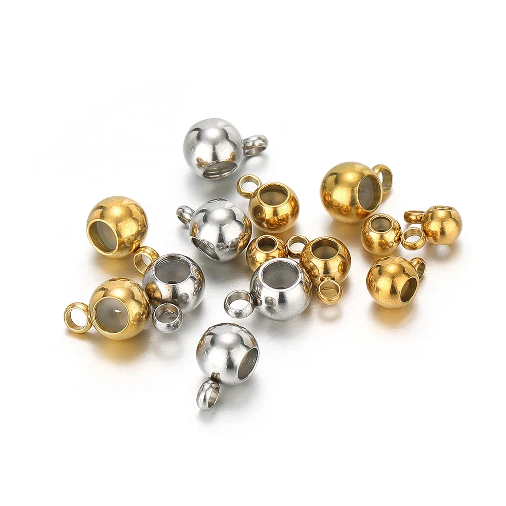 20pcs 18k Gold Stainless Steel Spacer Beads Pendant Charms Silicone Stopper Bail Beads for DIY Jewelry Making Supplies Wholesale