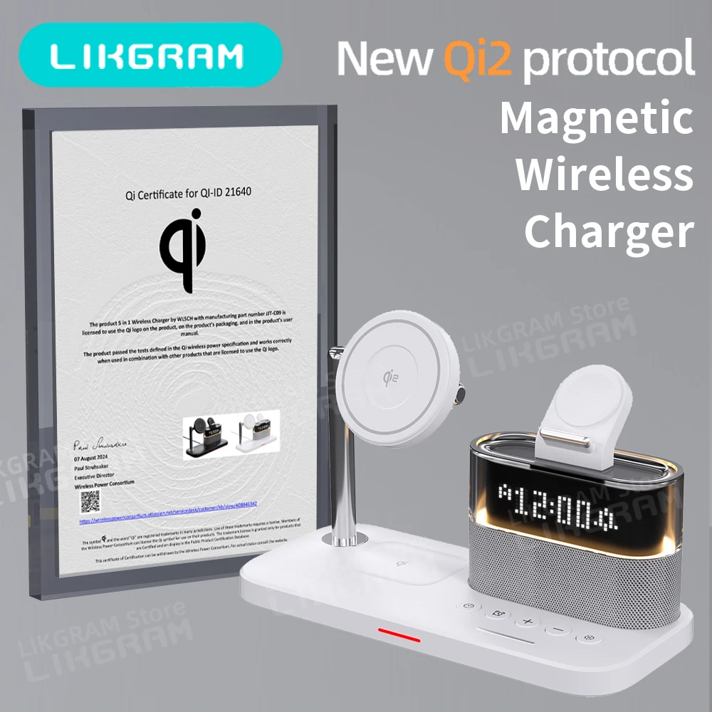 

LIKGRAM QI2 3 In 1 Wireless Charger Stand Holder for apple iPhone 12-16 Apple Watch AirPods 3-4(not for Airpods 2) C09