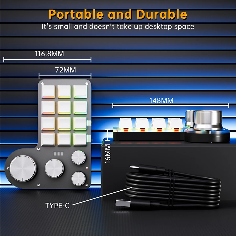 Programming Custom Macro Keyboard Bluetooth Wired RGB 12 Keys 4 Knobs Keyboards For Gaming Keypad Mechanical Hotswap Macropad