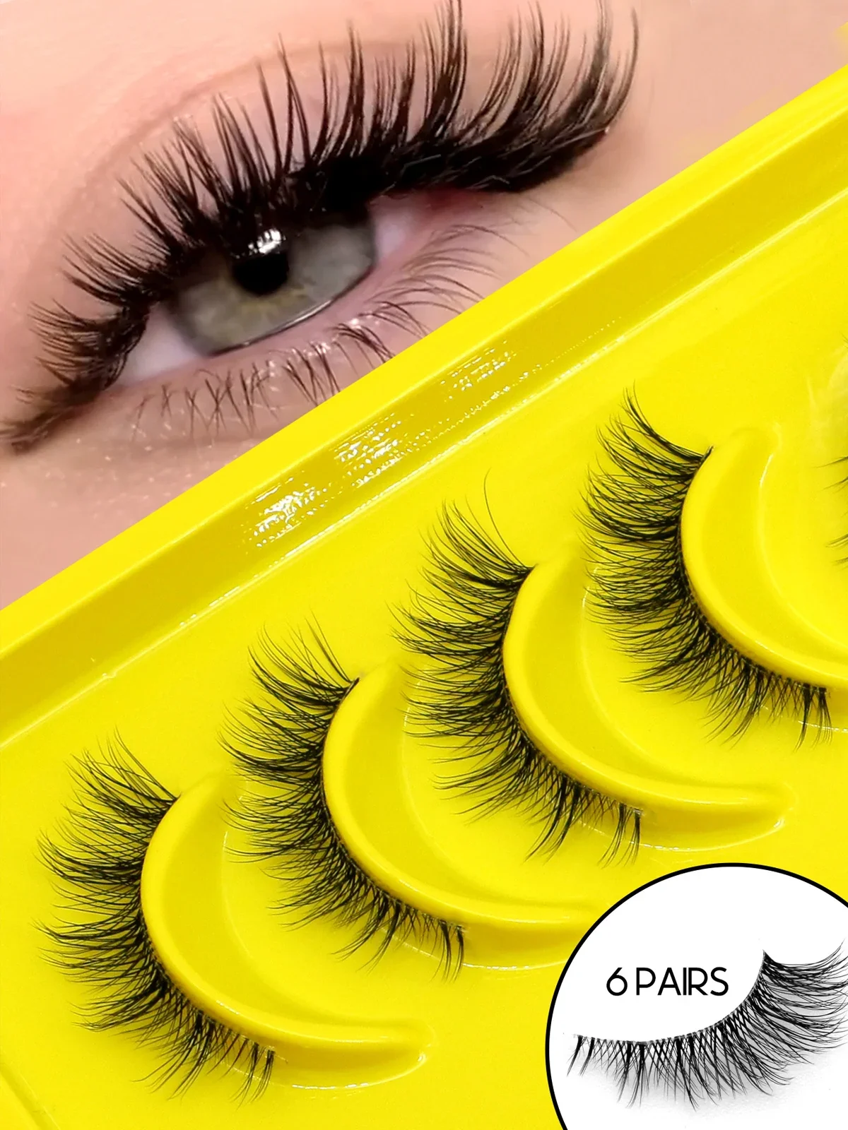 GROINNEYA Cat Eye Lashes Half Lashes Soft Natural Faux Mink Eyelashes Fake Lashes Natural Look Wispy Winged End Eye Elongated