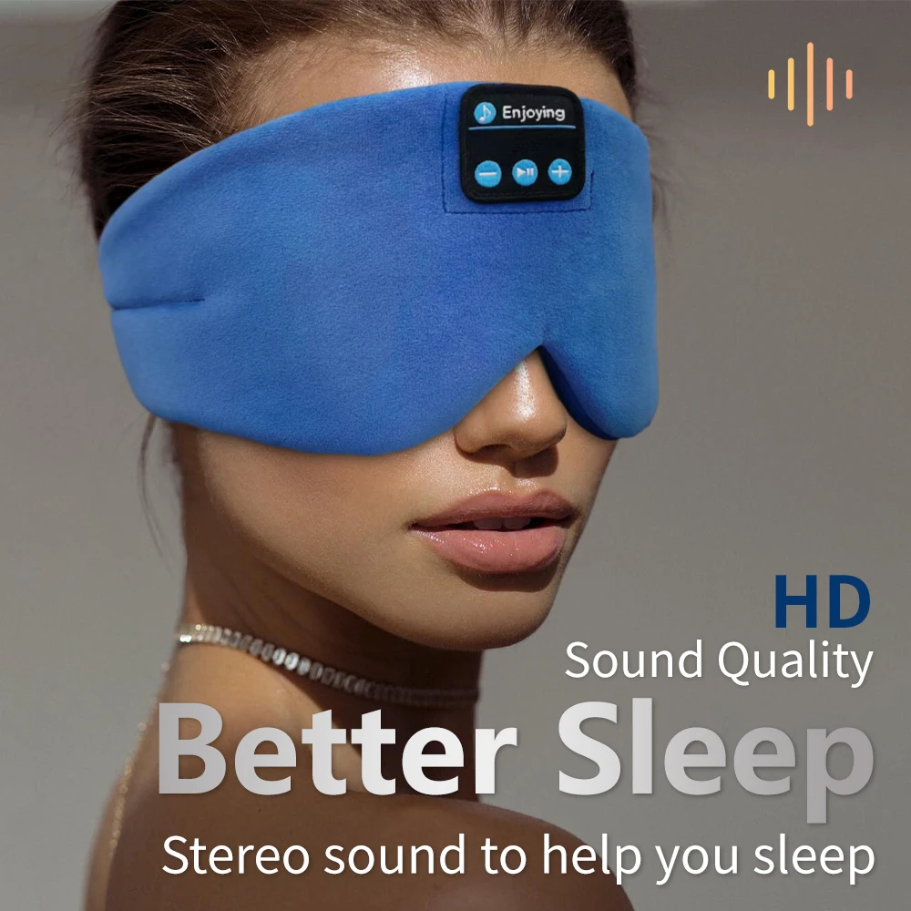 SYPVRY-Masque pour les yeux avec casque Bluetooth, pour dormir, doux, avec écouteurs sans fil, réglable, musique