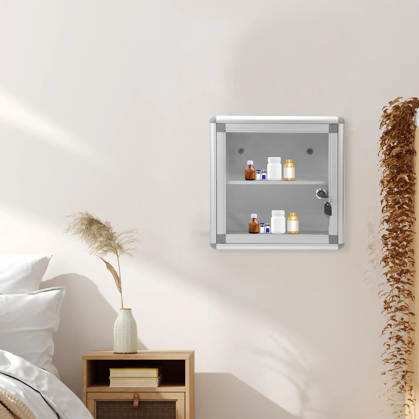 First Aid Medicine Box Silver First Aid Medicine Box Aluminum Home Supplies Lockable Storage Pill Case