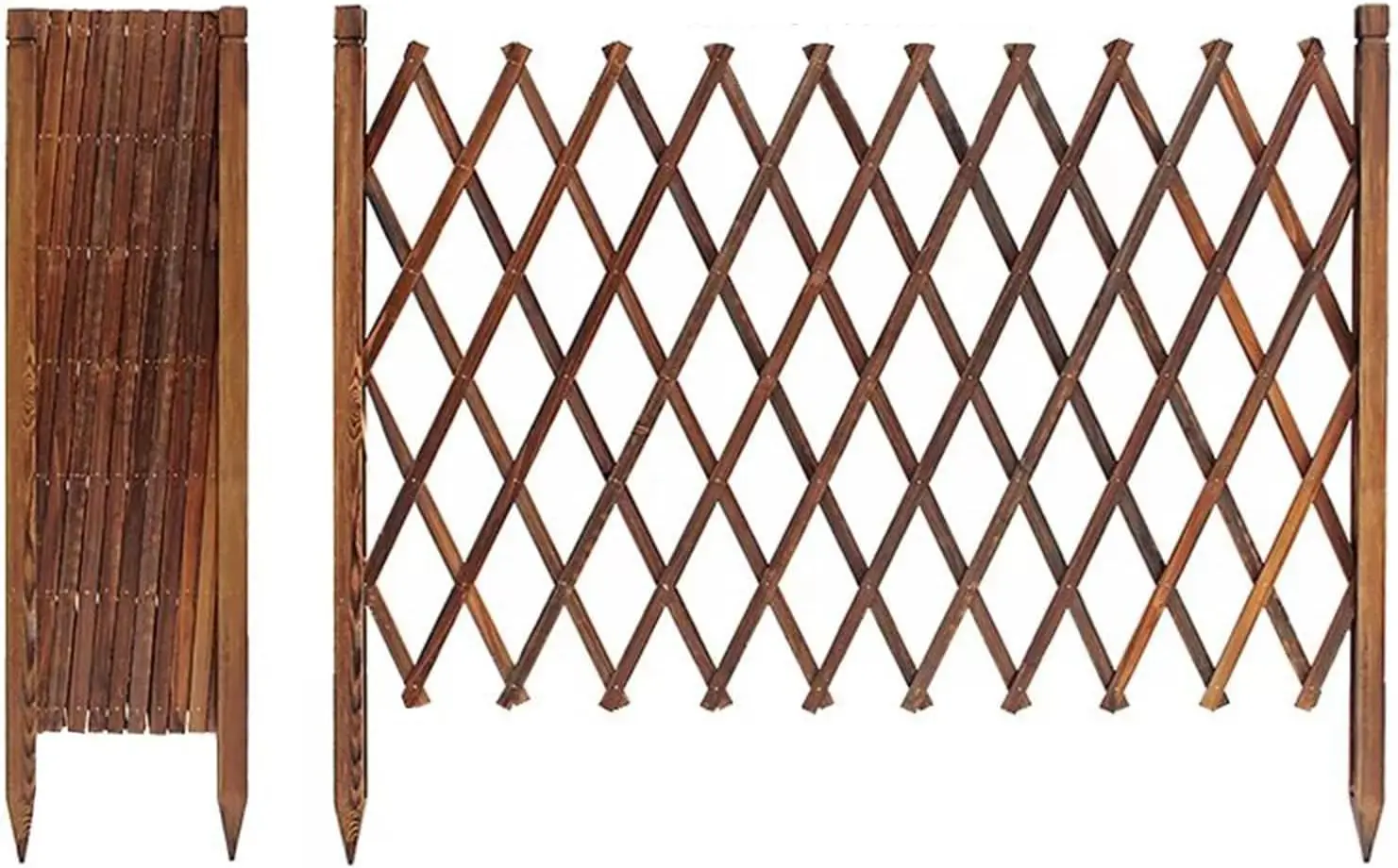 Retractable Wooden Trellis Privacy Barrier With Stakes For Garden Climbing Plants Pets Yard Patio