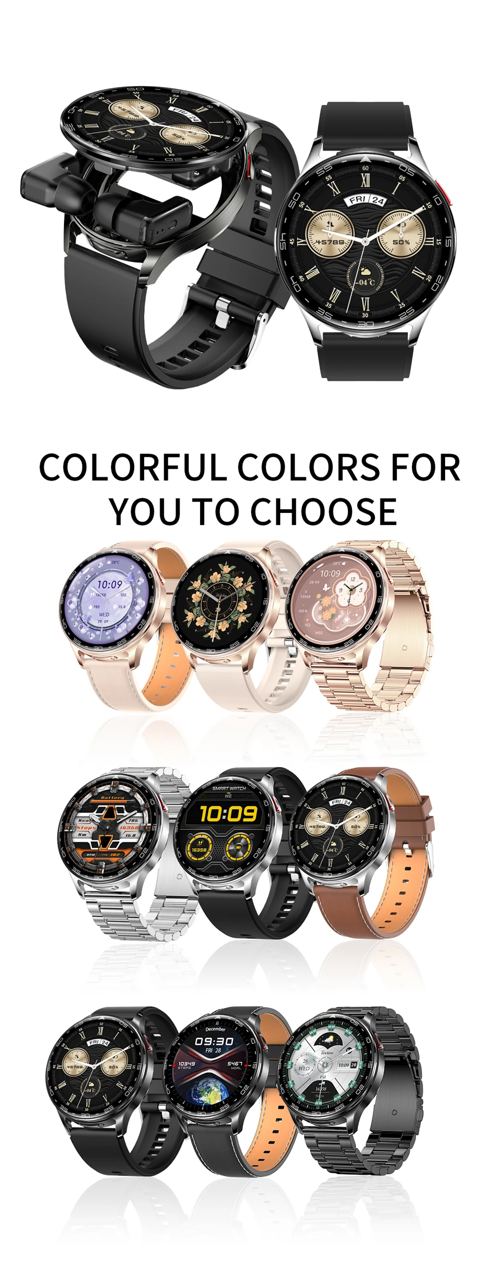 2026 Neue TWS 2-in-1 Bluetooth-Kopfhörer Smartwatch für Herren Herzfrequenz-Gesundheitsüberwachung Wasserdicht BT-Anrufe Musik-Smartwatch für Damen – Detail 20
