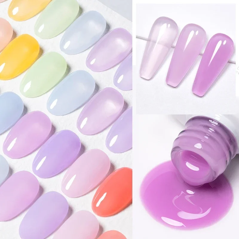 PUENTE Jelly Nail Gel Polish Set Semi-transparent Nude Color Gel Nail Polish For Manicure Soak Off UV Nail Art Varnish Kit