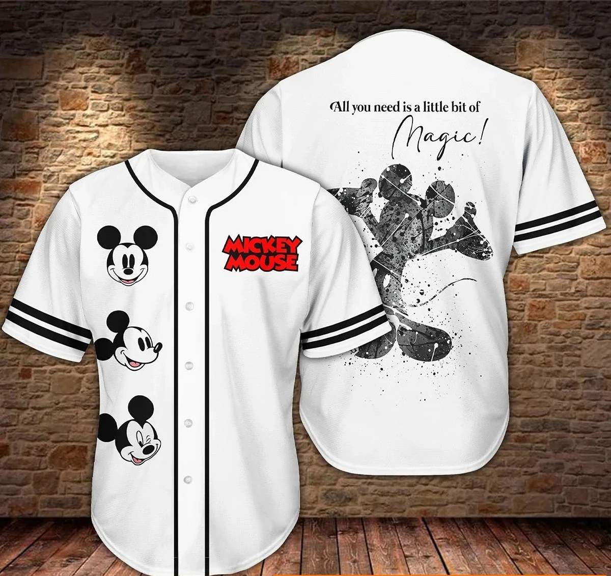 

Mickey Mouse Baseball Shirts Disney Magic Kingdom Shirts Men's Casual Sweatshirts Disney Baseball Jerseys Vintage Shirts