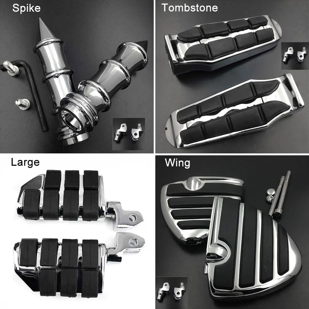 Front Rider Foot Peg For 1985-2008 04 05 06 07 Yamaha V-Max Vmax VMX1200 Tombstone footpeg Rest pedal Billet Rubber Motorcycle