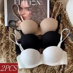2Pcs/Set Seamless Bras For Women Push Up Bra 1/2 Cup Underwear Sexy Lingerie Smooth Invisible Brassiere Comfort Sexy Brassiere