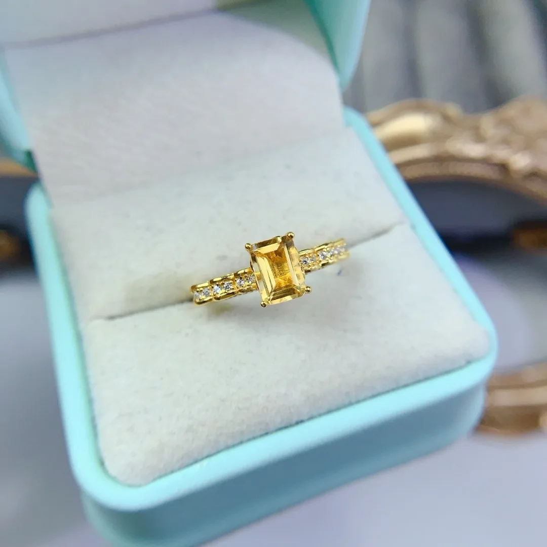 

Изысканное серебряное кольцо S925 с натуральным кристаллом, модный элегантный аксессуар для женщин, идеально подходящий для подарка