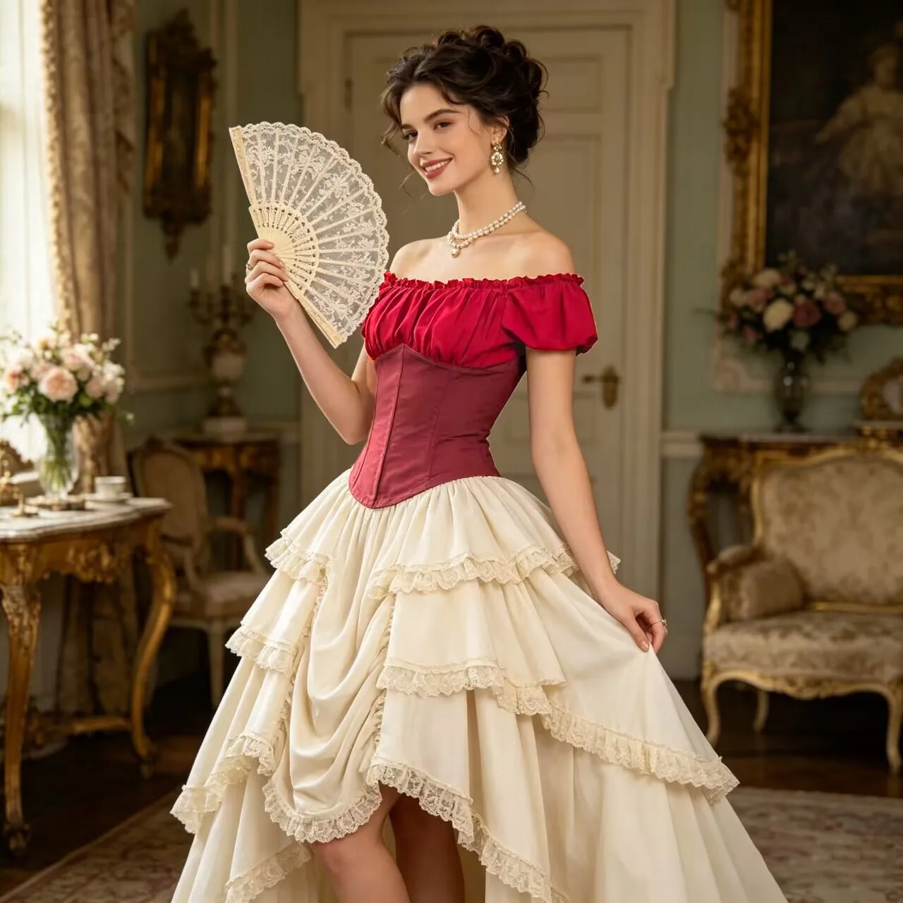 Renaissance Asymmetrical Hem Skirt Elegant with European and American Fantasy Game Anime Cosplay Spring for Men and Women - view 3