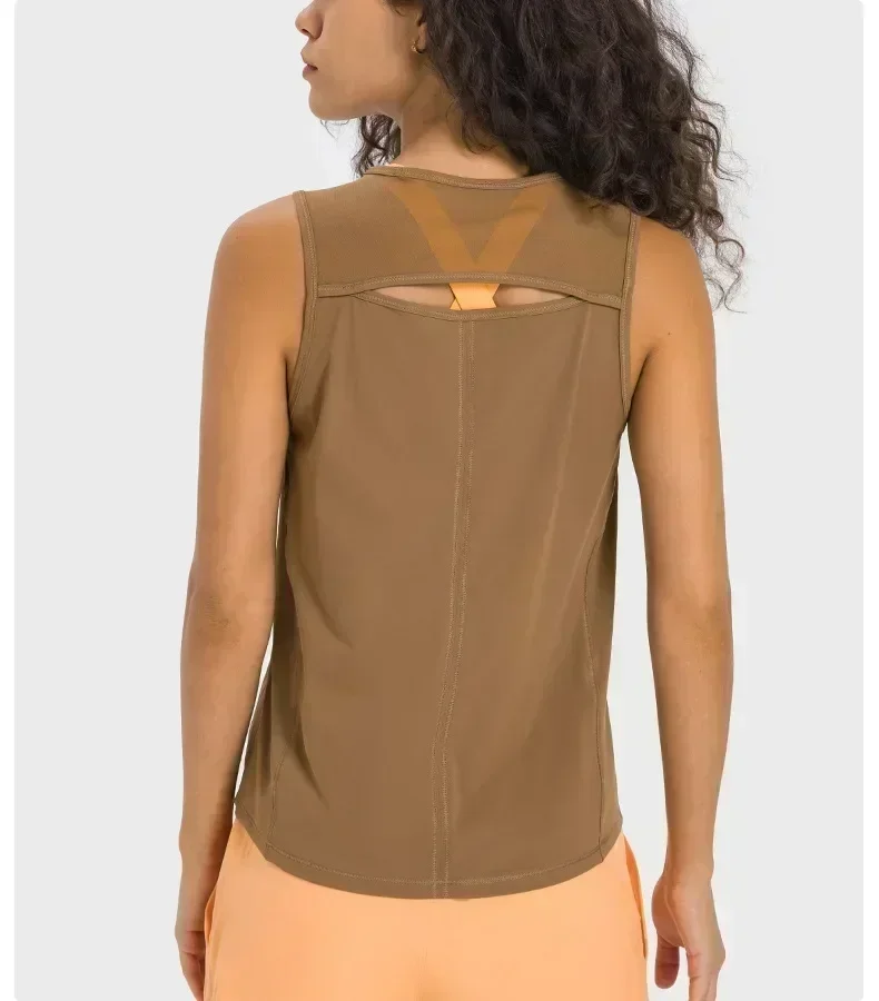 Citron-Gilet de sport pour femme, haut de yoga, haut d'entraînement, précieux, dos en fibre, creux, course à pied, chemises de sport