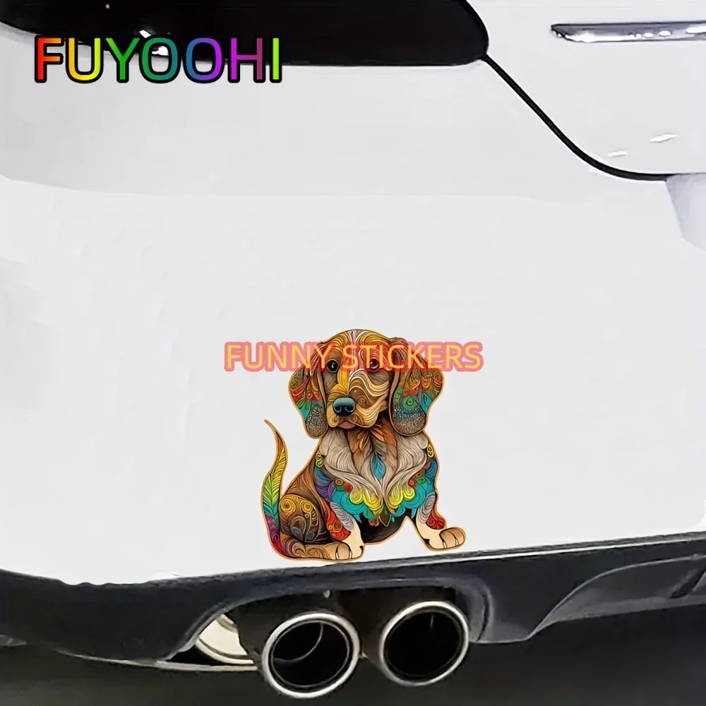 FUYOOHI نمط الكلب، ملصقات السيارات، ملصقات مقاومة للخدش، عالمية لجميع أجسام السيارات، ملصقات الخوذة، ملصقات الكمبيوتر المحمول