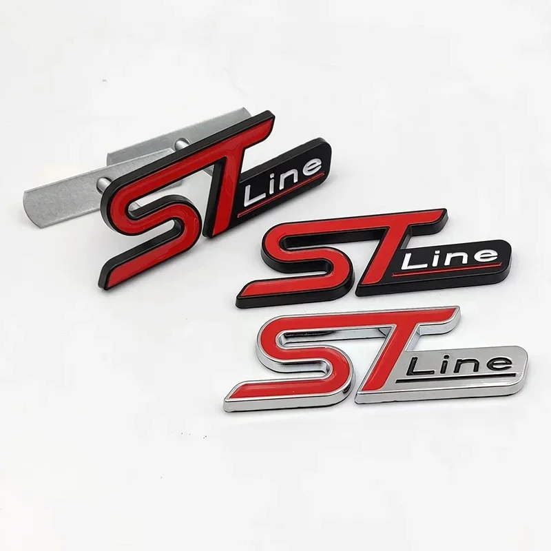 3d Metal ST Line Sticker Car Front Grill Emblem Trunk Badge For Kuga MK3 MK4 S Max Focus Puma Fiesta ST Line Logo Accessories