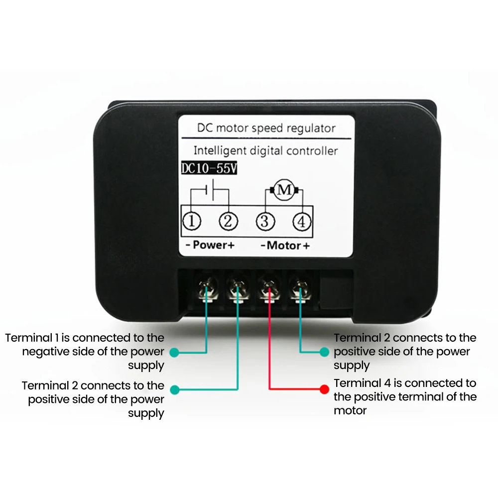 Controlador de Motor de CC DC10-55V 40A, velocidad ajustable PWM, pantalla Digital de 4 bits, tacómetro de tubo, interruptor de botón, perilla de regulación de velocidad