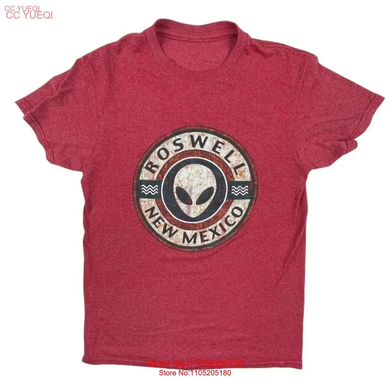 Roswell NM Alien T Shirt Heather Red  Crew Neck See Measurements vintage Washed streetwear homme Stretched Soft Comfortable