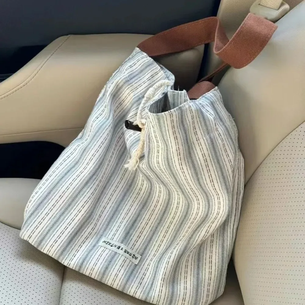 

New Large Capacity Striped Canvas Bag Canvas Blue Women Bags Crossbody Bags Women