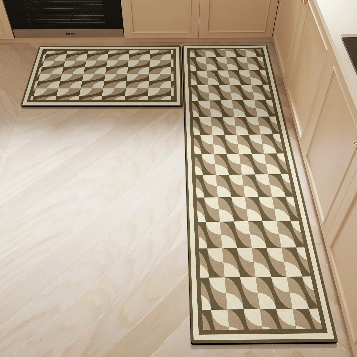 Retro Minimalism Kitchen Mat Long Strip Runner Kitchen Rug Non-slip Oil-proof Waterproof PVC Leather Washable Carpet שטיח למטבח