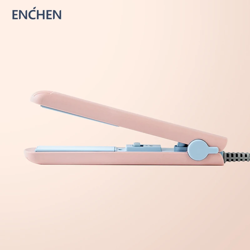 ENCHEN 미니 헤어 스트레이트너 플랫 아이언, 즉시 가열 컬링, 건식 및 습식 이중 화상 방지 스타일링 도구, 160 °C-180 °C