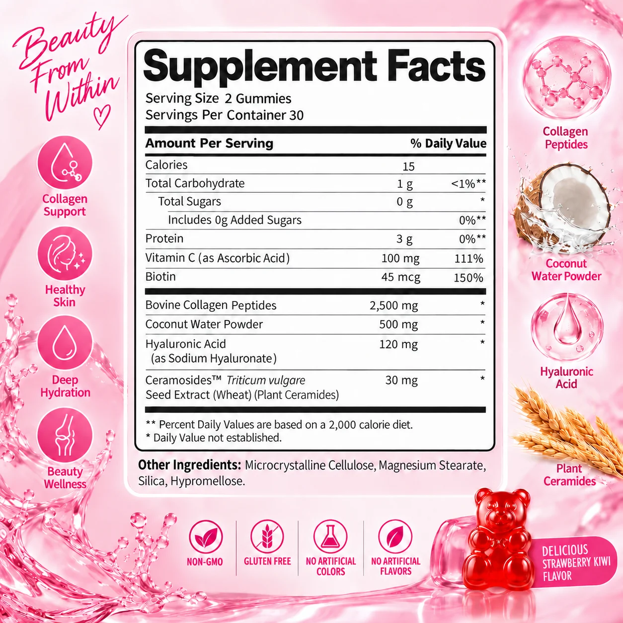 Super Glow Gummies - Helps Keep Skin Feeling Hydrated and Smooth, Boosts Cellular Energy, Promotes Collagen Production