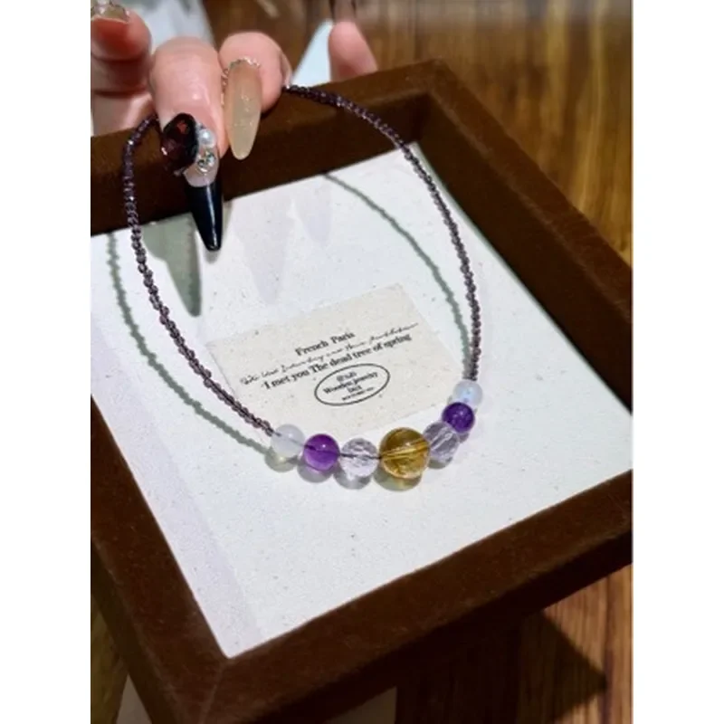 7-11 Mi Citrine/Bolivian Purple/Amethyst/Blue Moonlight Necklace Muse Color Beautiful Accessories
