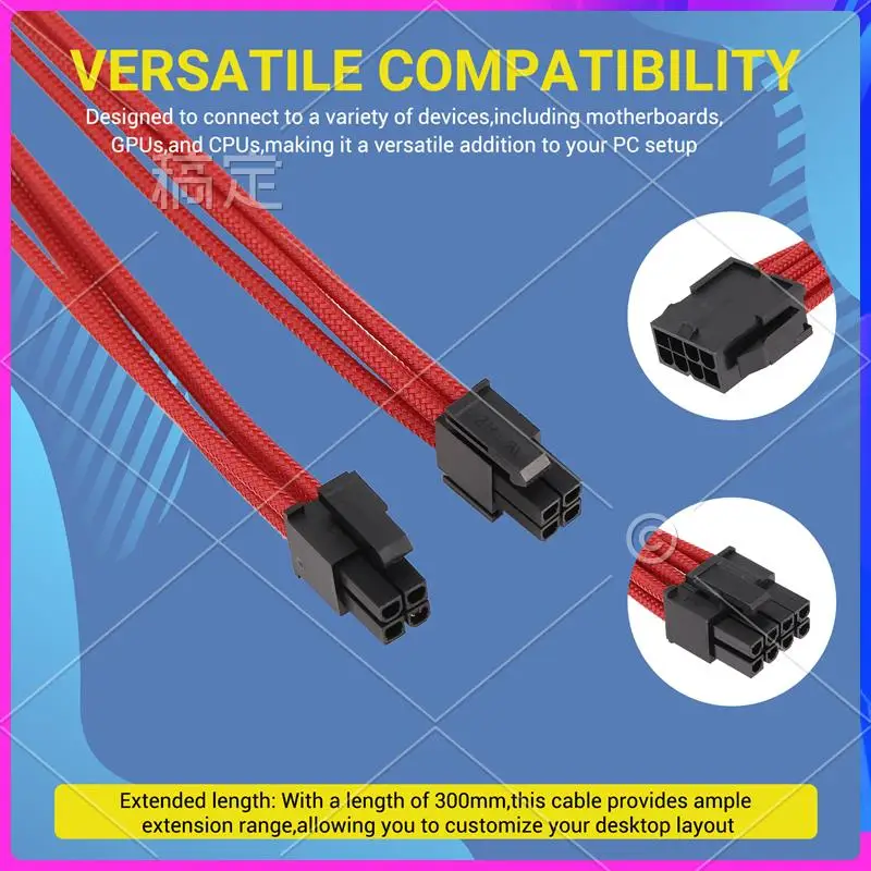 مجموعة كابل تمديد مضفر AP-9 بوصة كابل تمديد أساسي لمشط علبة الكمبيوتر متضمن ATX 24 Pin PCIE 6 + 2Pin CPU 4 + 4Pin أحمر