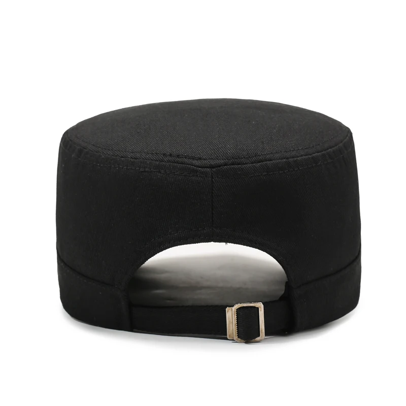 Einfarbiger, lässiger, minimalistischer, vielseitiger Flat-Top-Hut zum Sonnenschutz bei Outdoor-Aktivitäten im Frühling und Herbst – Detail 4