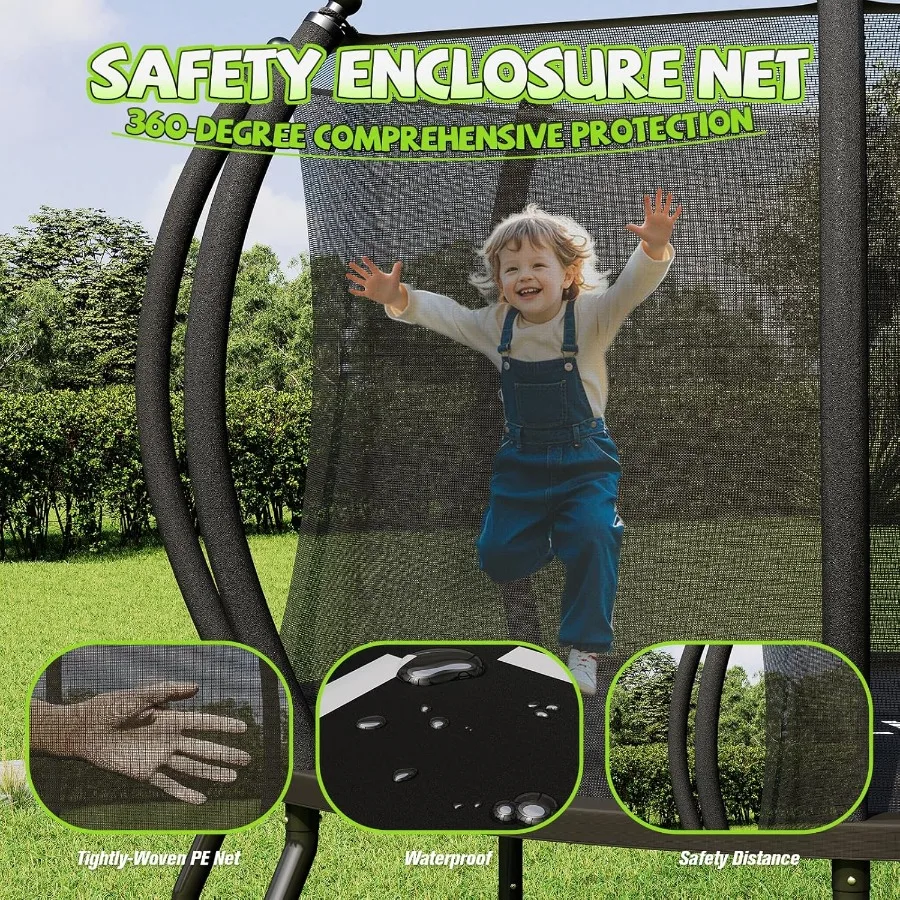 8FT 10FT 12FT 14FT 15FT 16FT ترامبولين خارجي مع شبكة وسلم للبالغين تصميم إطار توصيل سريع آمن إعادة #4
