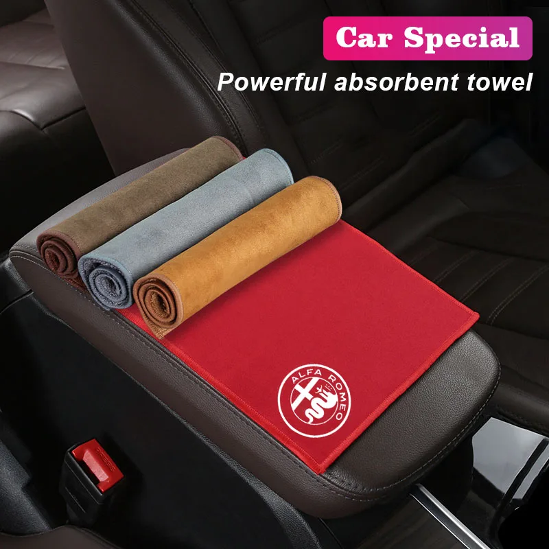 Suede Car Wash Towel Microfiber Cleaning Rag Cloth For Alfa Romeo Giulietta GT 159 147 156 Mito Brera Giulia F1 Stelvio Volante